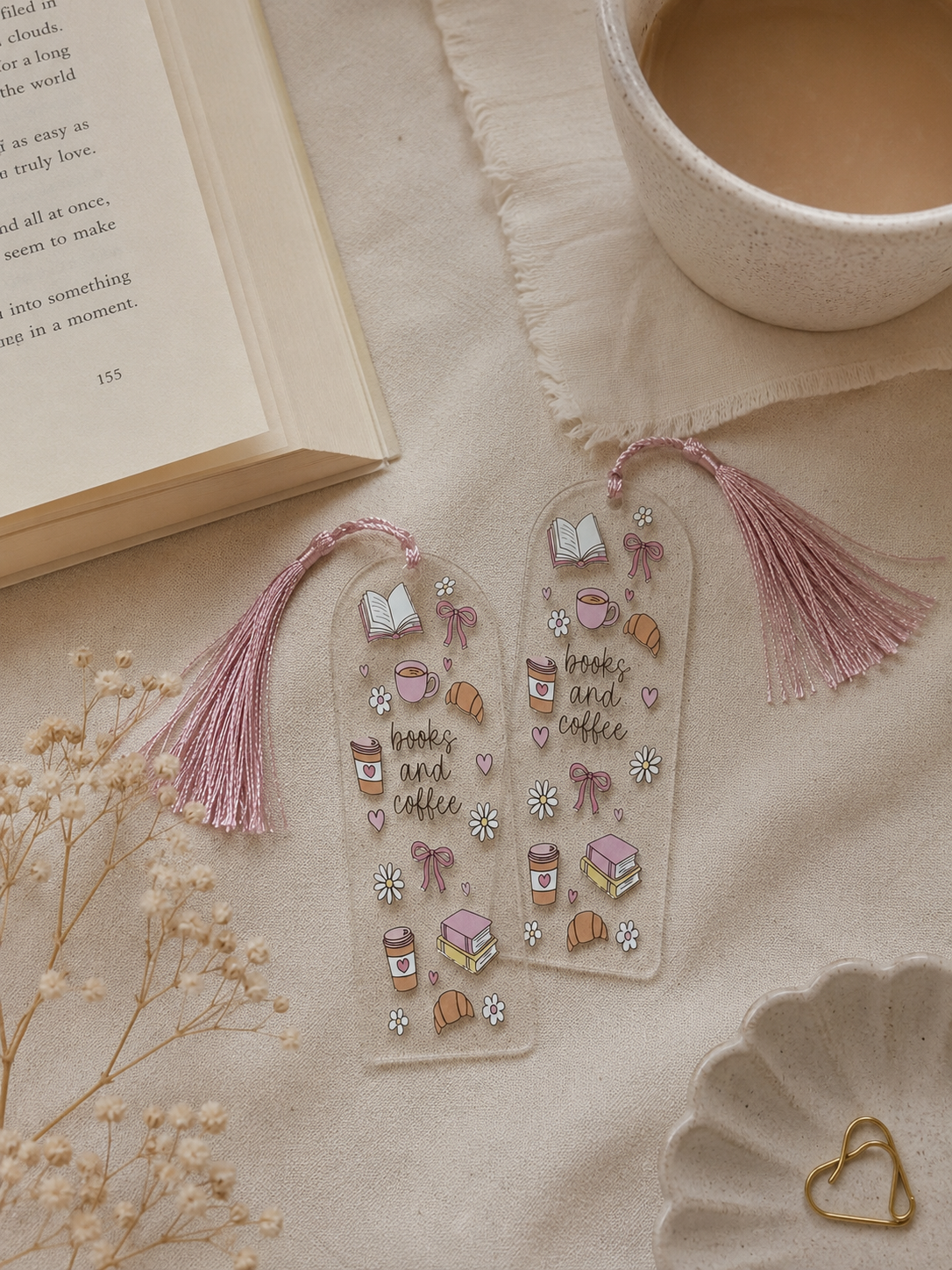 Books & Coffee Acrylic Bookmark