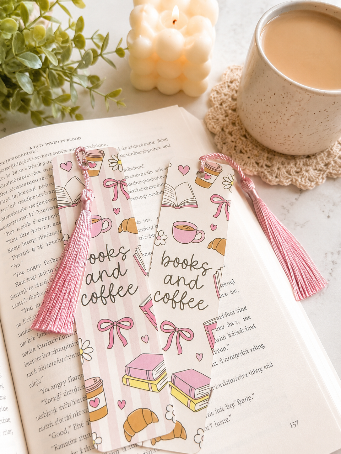 Books & Coffee Tassel Bookmark