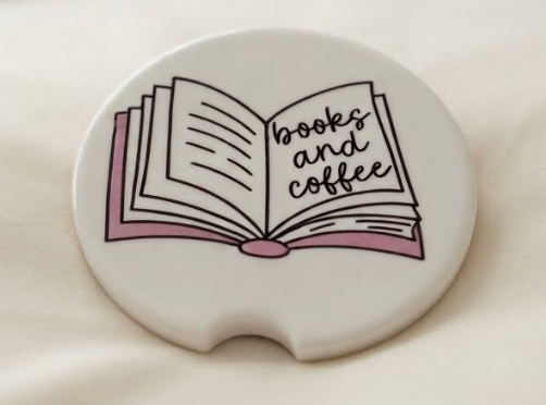 Car Coaster - Books and Coffee