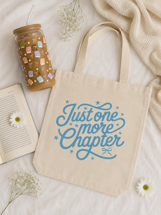 Canvas Tote Bag - Just One More Chapter -Blue