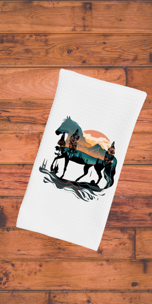 Dish Towel- Horse Sunset