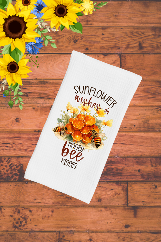 Dish Towel -Sunflower wishes and honey bee kisses