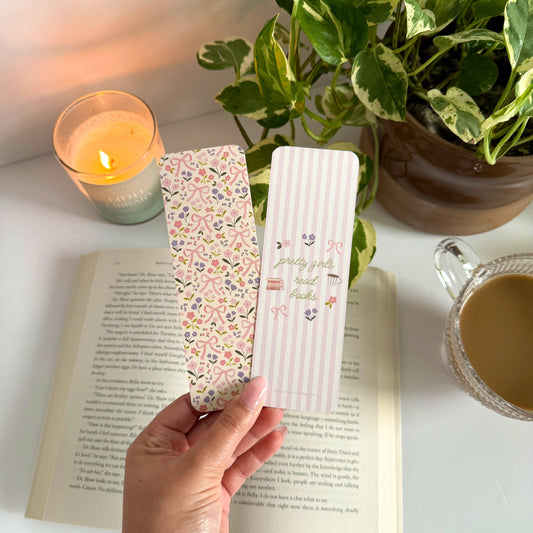 Coquette Flower & Bows Double Sided Bookmark,Girly Bookmark