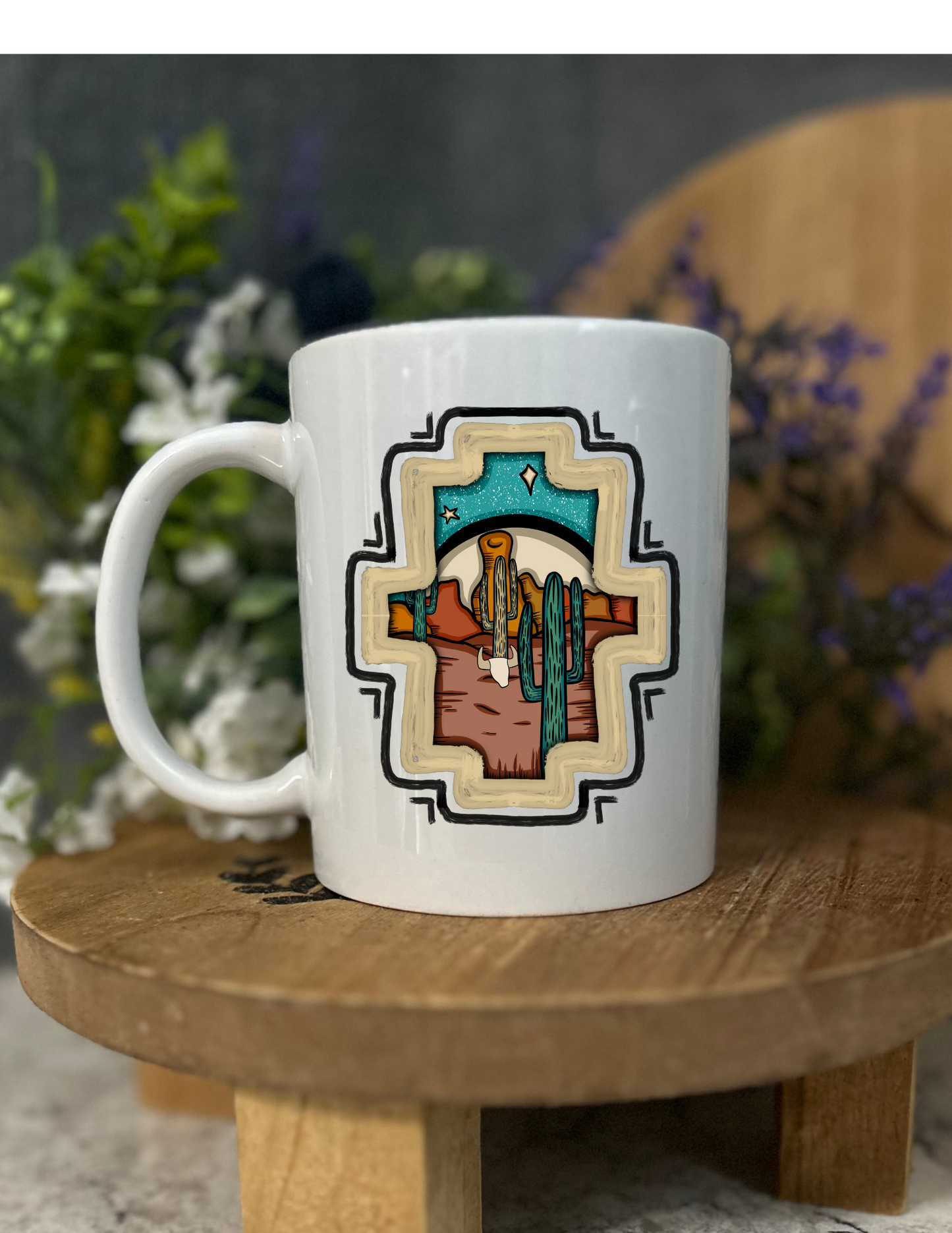 Coffee Cup - Aztec/Cactus