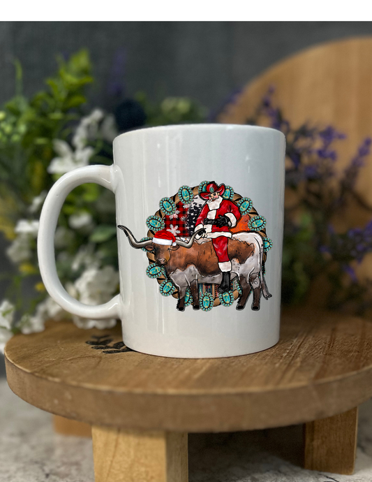 Coffee Cup-Western Santa and Bull