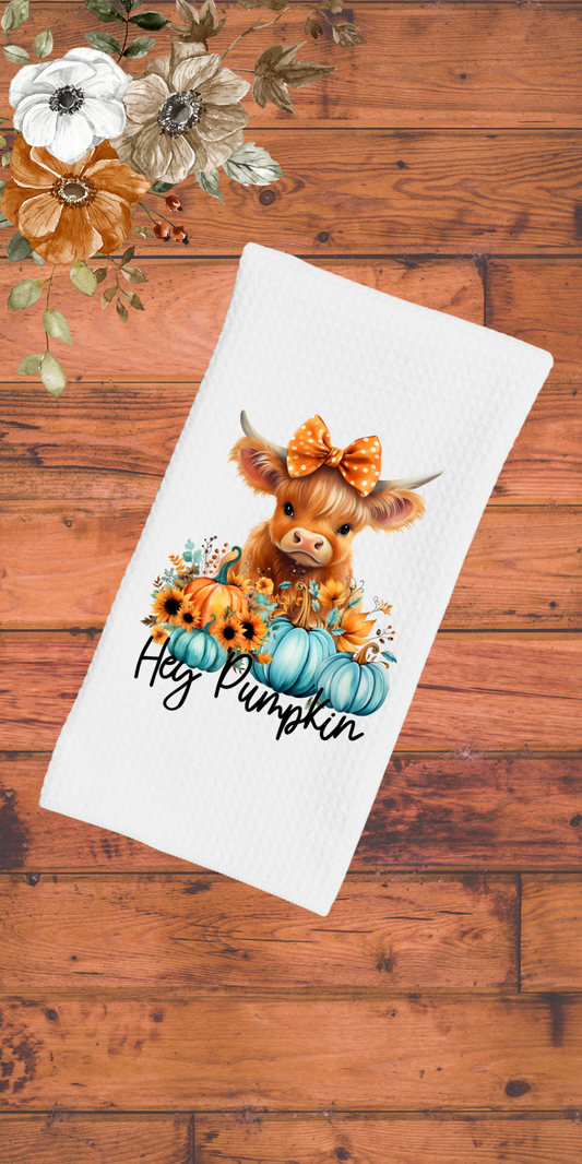 Dish Towel- Highland Cow - Hey Pumpkin