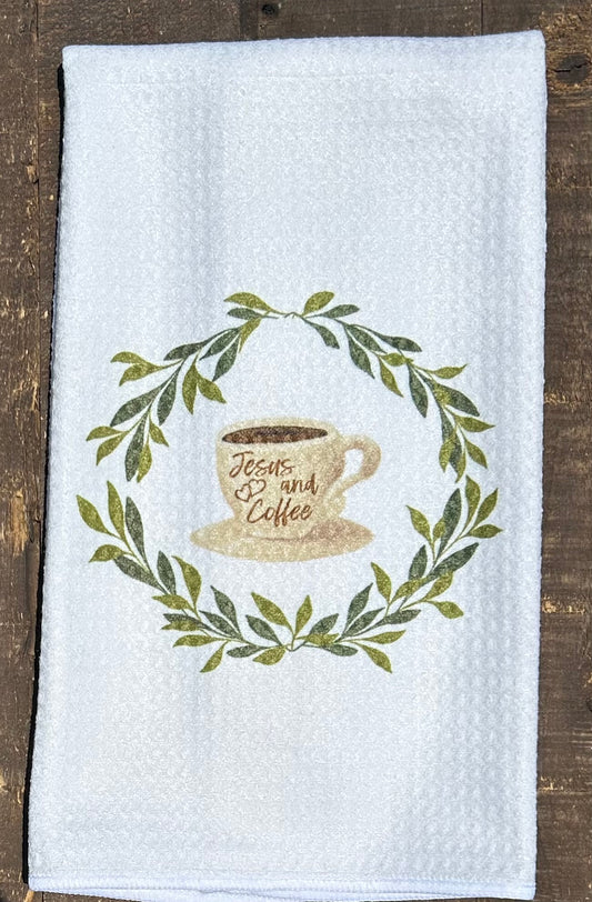 Dish Towel-Jesus and Coffee