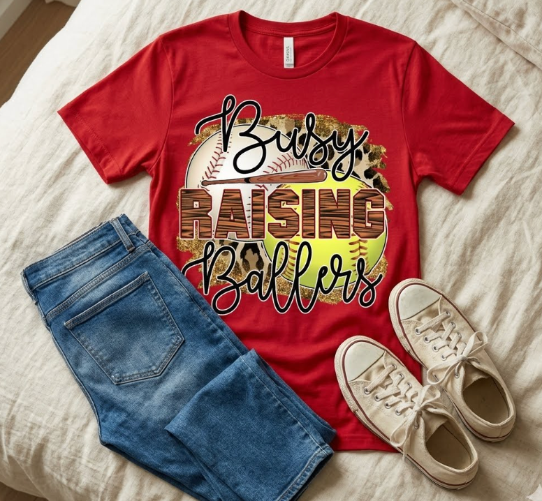 T-Shirt - Busy Raising Ballers RED