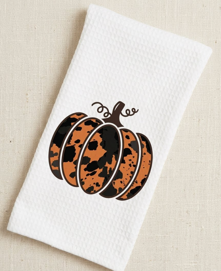 Dish/Hand Towel - Orange and Black Pumpkin