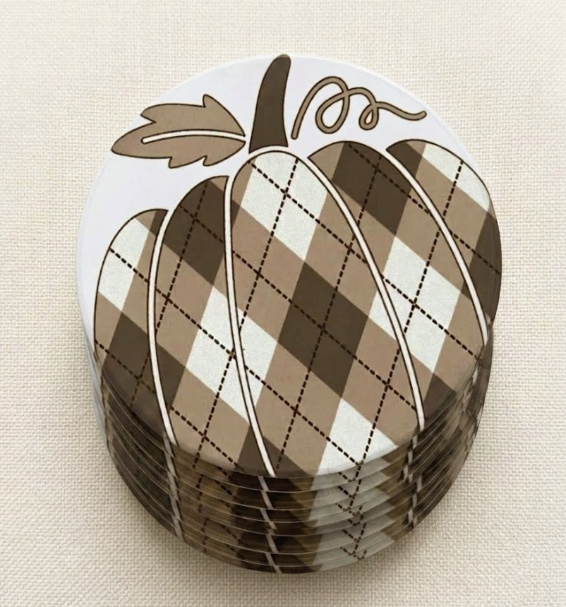 Coaster - Pumpkin with Diamond Pattern in Brown, Tan & Cream