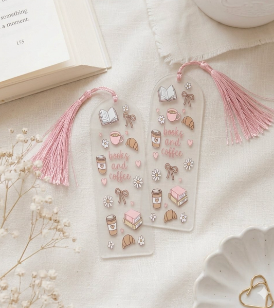 Bookmark Acrylic- Books & Coffee