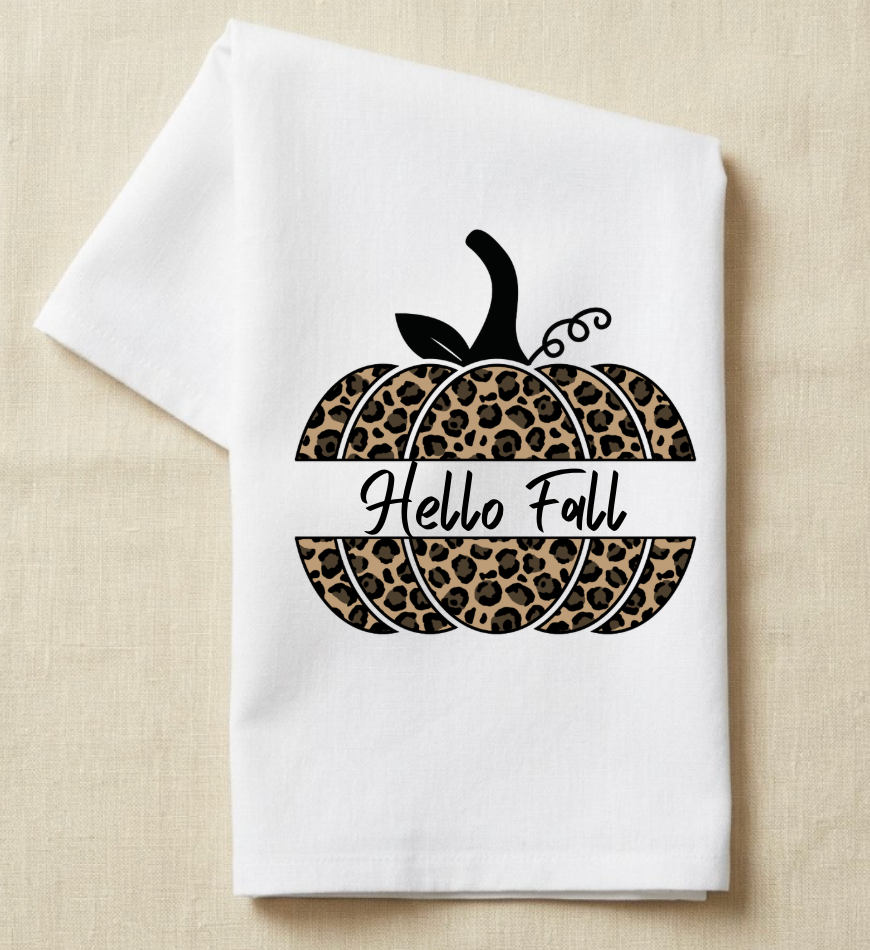 Leopard Pumpkin with Hello Fall