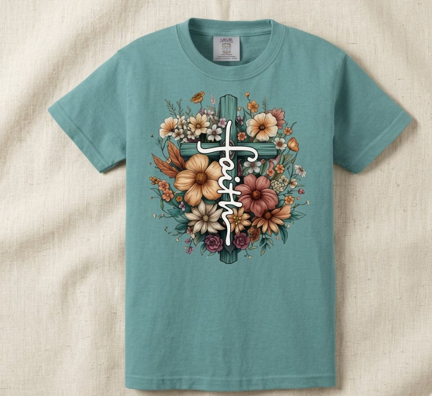 Faith W/Cross and Flowers