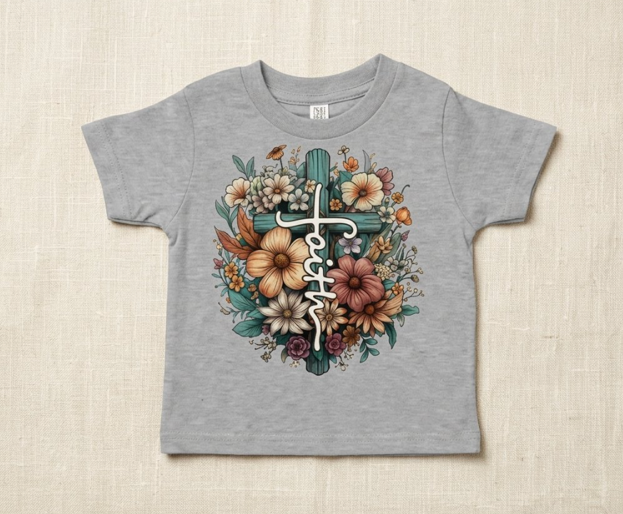 Faith W/ Cross and Flowers