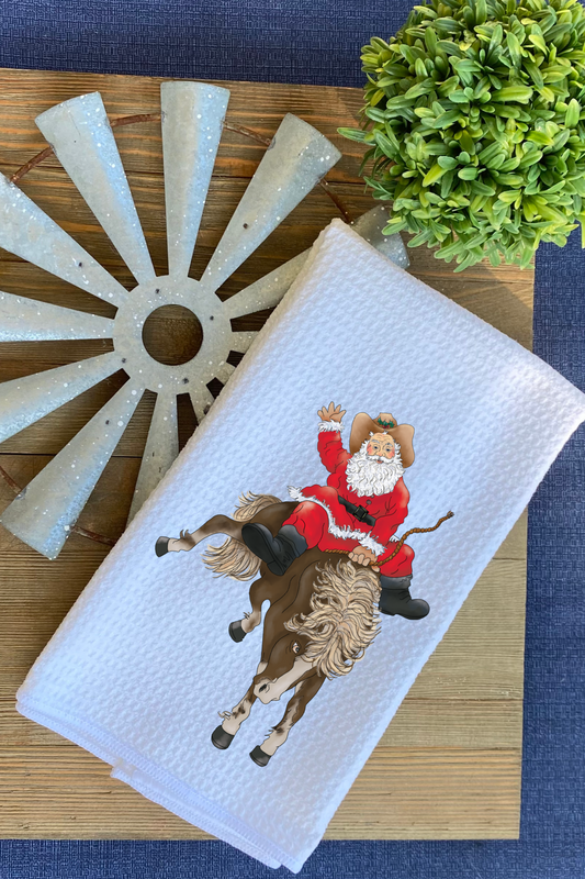 Dish Towel - Santa Riding