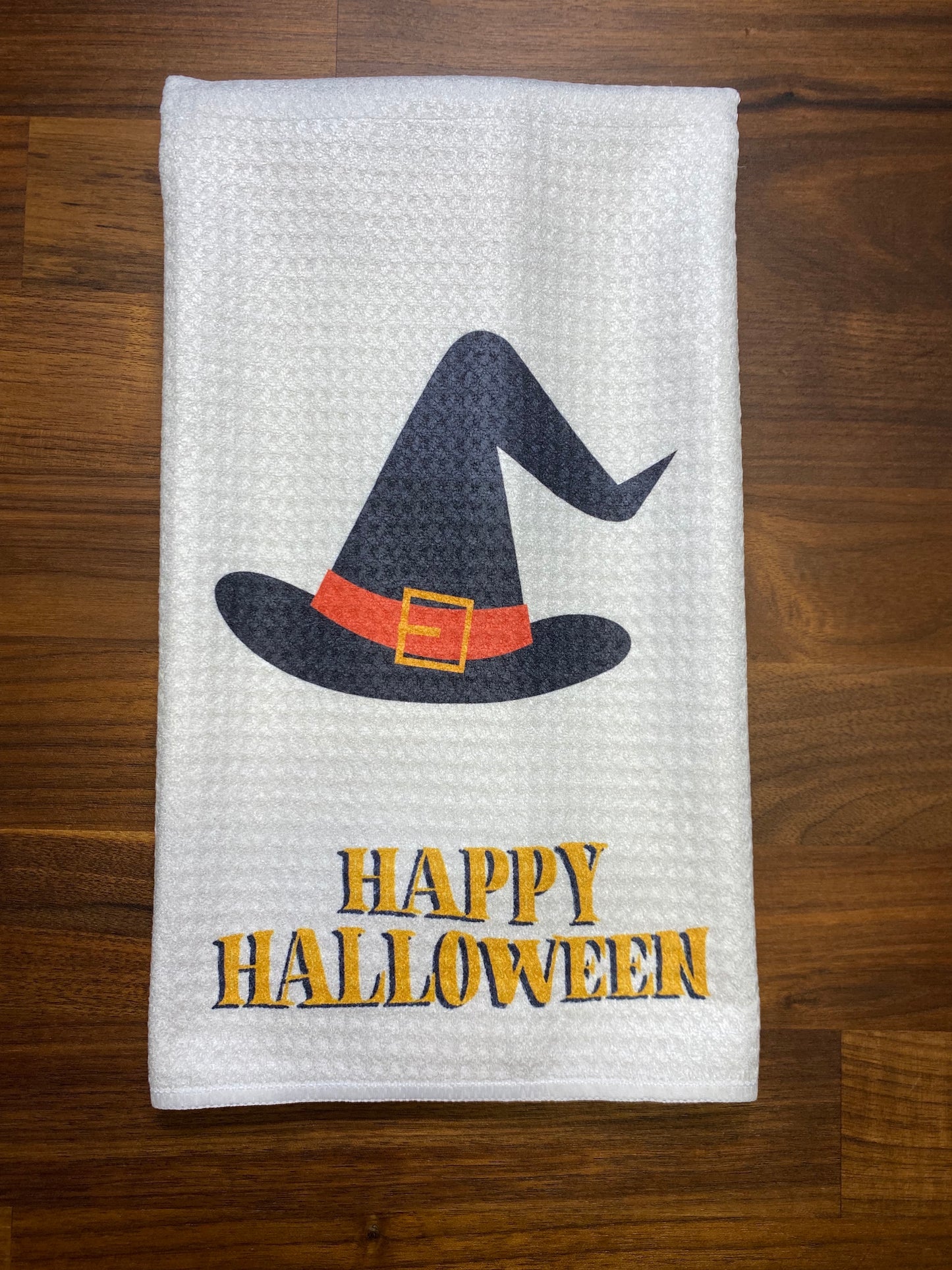 Dish Towel- Happy Halloween -Witch Hat