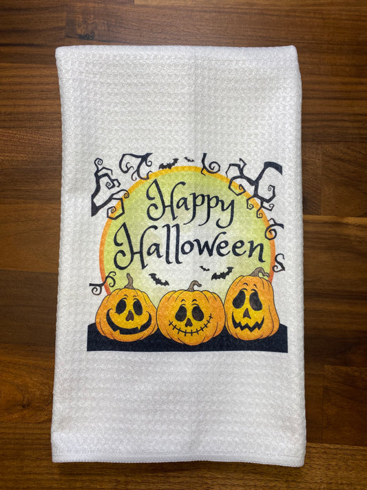 Dish Towel- Happy Halloween - Pumpkins